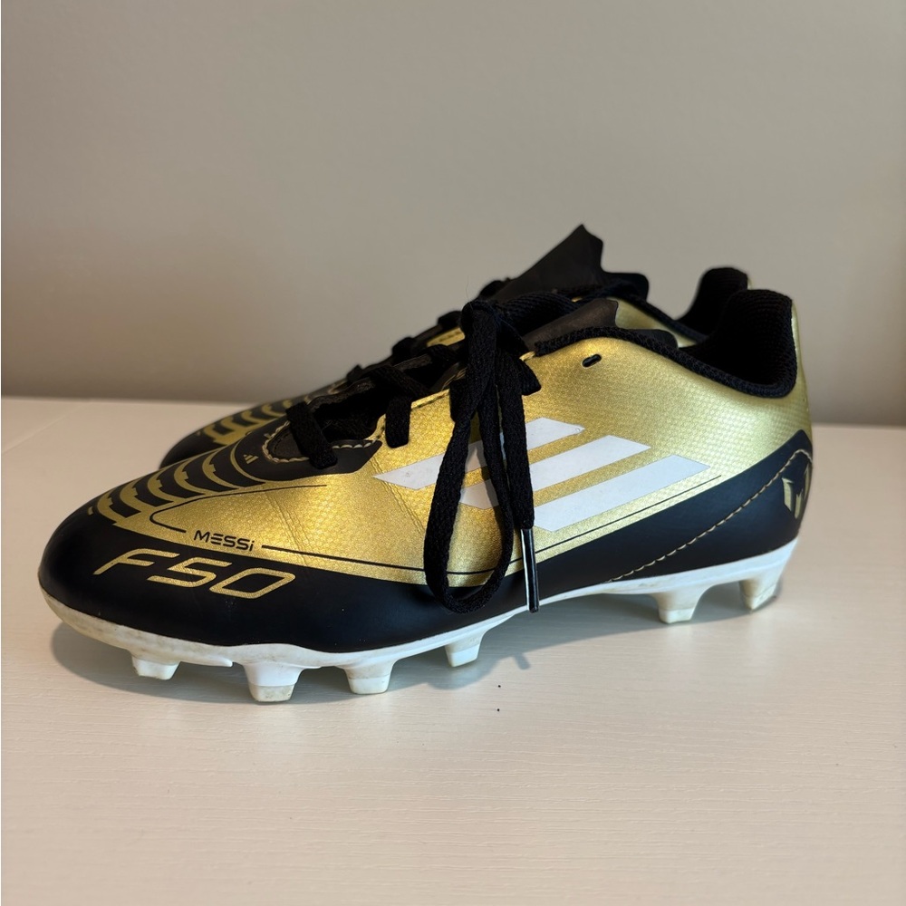 Adidas F50 Messi Cleats - Gold and White